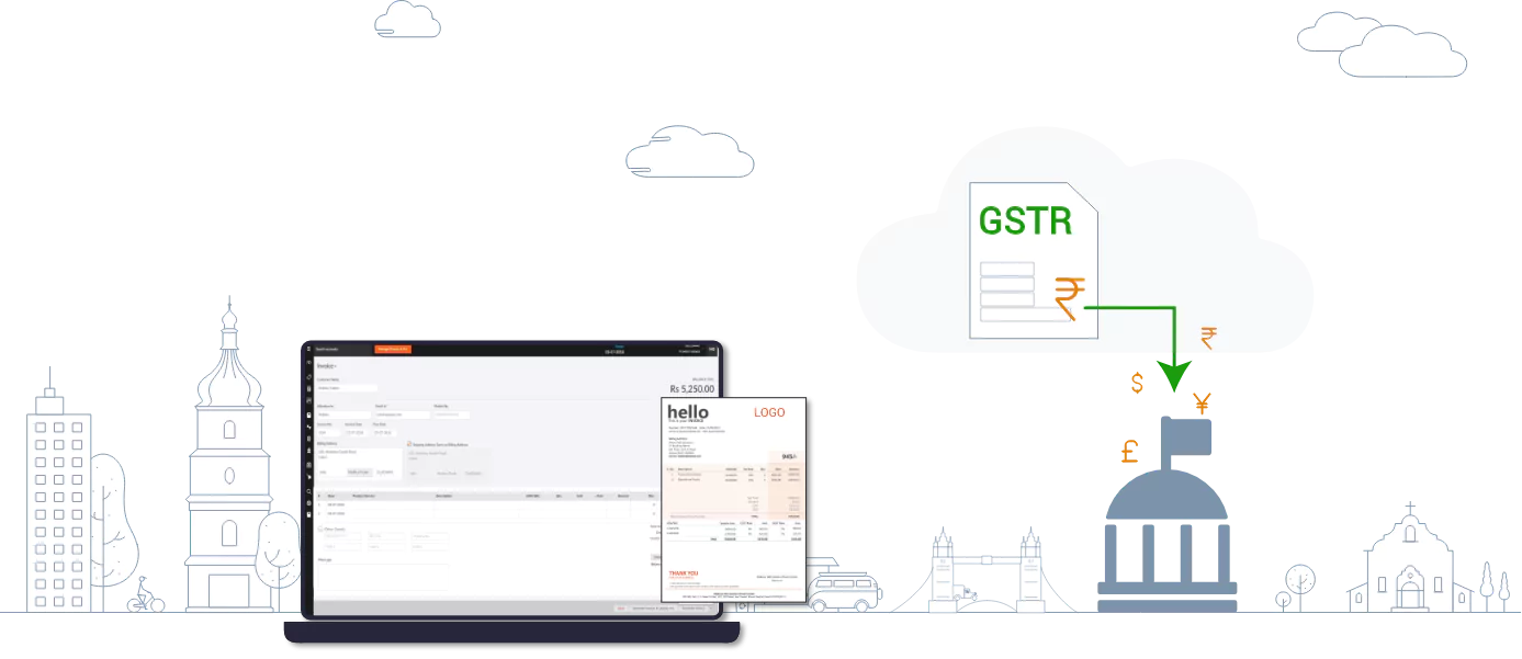 A banner representing GST services with a professional theme